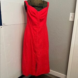ASTR THE LABEL CORAL RED LINEN MIDID DRESS OFF THE SHOULDER SIZE LARGE
